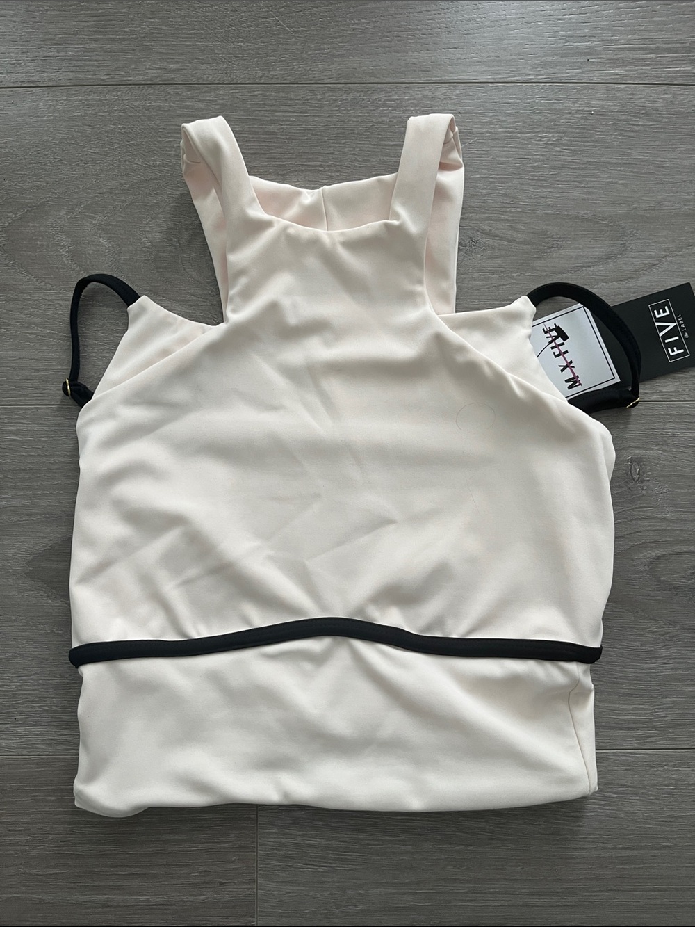 Five Cream Racerback Dance Top with Black Trim